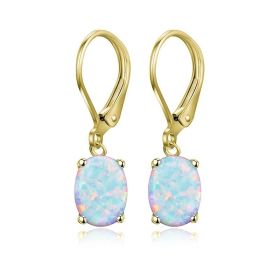 Four-claw Oval Opal Earrings European And American Ornament (Option: Gold)
