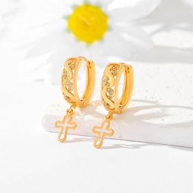 Popular Multi-style Design Gold-plated Ornament Cross Earrings (Option: EH039)