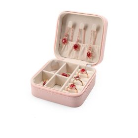 Small Square Ring, Earring, And Necklace Organizer Box - Pink (Option: Pink)