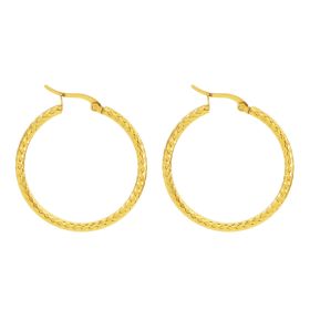18K Gold-plated Dense Emboss Round Ring Earrings Advanced Sense (Option: Gold)