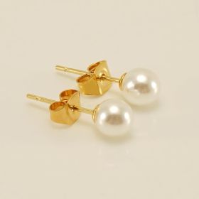 S925 Sterling Silver Needle Natural Freshwater Pearl Ear Studs (Option: Gold Plating)