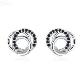 Dignified Hollow Multi-circle Zircon Design Ear (Option: Black)