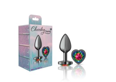 Rainbow Heart Gem Gunmetal Metal Plug (Option: Sm)