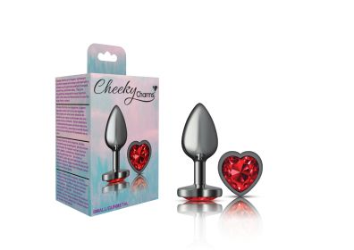Deep Red Heart Gem Gunmetal Metal Plug (Option: Sm)