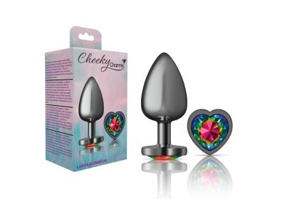 Rainbow Heart Gem Gunmetal Metal Plug (Option: Lg)