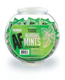 Numb Af (Option: Spearmint Flavored Numbing Mints  Display  100 Pcs)