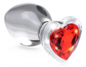 Red Heart Gem Glass Anal Plug (Option: Medium)